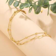 1pc Elegant Minimalist Stainless Steel Double Layer Bracelet, Suitable For Women, Daily And Holiday Wear, Valentine's Day Gift, All Season Jewelry