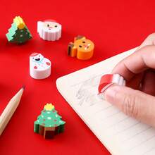 1 Box Christmas Erasers, Mini Transparent Storage Box, Student Prizes, Christmas Gifts, Cute Pattern Eraser Set - Multicolor - View 2