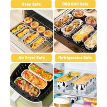 Tikxlafe Moldes pequeños rectangulares de 193 g con tapa 50 unidades charola pequeña para hornear desechable contenedor para cupcake pastel de queso pan brownie color azul - AZUL - Ver 6