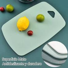 Juego de Tablas para Cortar de Plstico de 3 Piezas, Tablas para Picar Cocina, Tabla de Picar de Doble cara, Para Carne/Verduras/Frutas con Asas Antideslizantes, Fcil de Limpiar rosa - verde + 2l x 2an cm - Ver 4