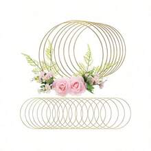 12pzs Centro De Mesa Con Forma De Aro De Metal , Aros florales de metal de  para centro de mesa, con aro de metal para decoración de boda30cm - Dorado - Ver 8