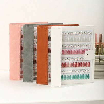 48/96/144色指甲油展示册，带磁性可拆卸色卡，高端透明PVC封面，便携式可拆卸展示册，适用于美甲沙龙和美甲爱好者