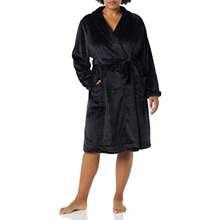 Women's MidLength Plush Robe Available In Plus Size Black 3X