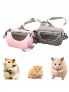 Hamster Travel Carrier Bag Round Crossbody Bag Portable Hamster Pet Bag Handbag With Adjustable Single Shoulder Strap Small Pet Supplies - Multicolor - View 2