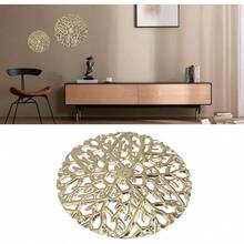 Exquisito conjunto de arte de pared de rama de árbol dorado, decoración de pared de metal de diseño hueco para decoración interior (tamaño pequeño) - CH - Ver 10