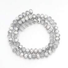 1 件部分电镀银刻面算盘水晶扁珠，3/4/6/8 毫米，时尚百搭手工 DIY 串珠，适用于手链、项链、珠宝、手机链、钥匙扣批发珠子 - 半電鍍銀色 - 查看 12