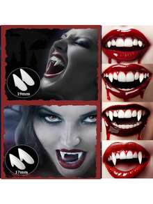 Set Of 8 Vampire Teeth 4 Size Halloween Cosplay Fangs Fake Teeth Halloween Party Cosplay Dentures Prop