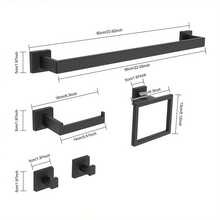 YUNRUX Stainless Steel Towel Bar Set Wall-Mounted Towel Bar Set - 黑色 - 查看 2