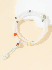 Cute Cat Paw 3-Circle Jade Bracelet Pendant