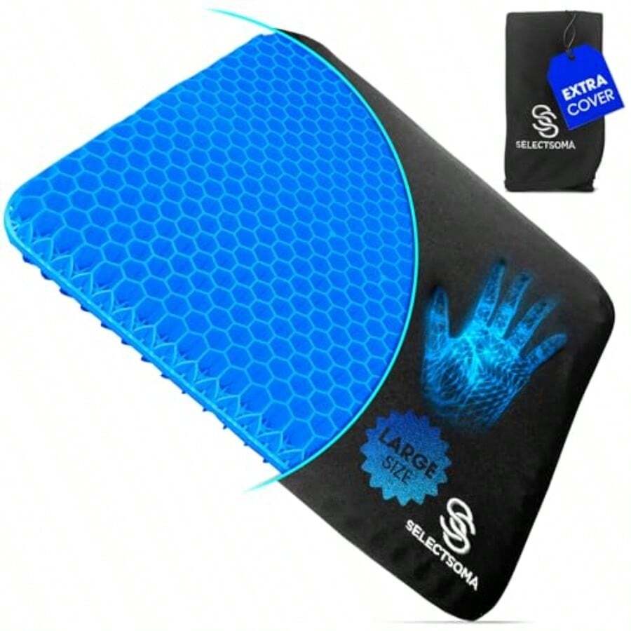 Gel Seat Cushion For Long Sitting Pressure Relief For Back Sciatica Coccyx Tailbone Pain Cushion For Office Chair Wheelchair Car And Truck Patio Chairs Egg Seat Pad - 大號藍色凝膠 - 查看 1