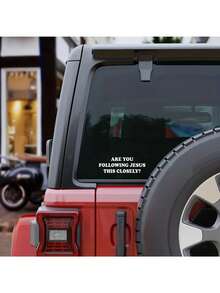 1 件黑/白“你这么紧密地追随耶稣吗”乙烯基汽车贴纸适用于汽车头部设计现代热销车窗保险杠装饰 - 均碼 - 查看 3