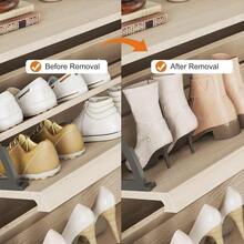 ShiningLove 2/3/4 Flip-Drawer Shoe Cabinet – Wall-Mounted Hidden Storage Organizer W/ Adjustable Shelves, Waterproof MDF For Entryway/Hallway, Holds 8-20 Pairs (Grey/Brown/White/Black) - 自然棕色 6 抽屜翻蓋 - 查看 7