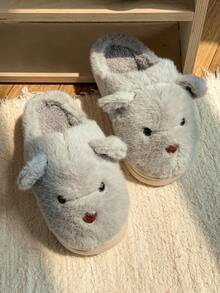 Niebieskie, pluszowe kapcie EVA z motywem misia z kreskówki, słodkie zwierzątka, grube, puszyste, zimowe kapcie do użytku wewnątrz i na zewnątrz