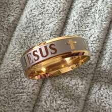 High Quality Big Size 8mm 316 Titanium Steel 18K Silver Color Gold Black Jesus Cross Letter Bible Wedding Ring - Cỡ 9 của Mỹ - Xem 6
