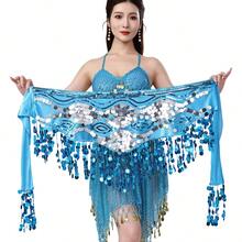 1 件肚皮舞亮片腰链，万圣节派对流苏臀巾，舞蹈练习表演服装腰部配饰，摇晃臀带 - 彩色 - 查看 13