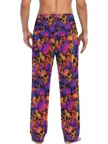 Funny Pajama Pants Mens Lounge Pants Super Soft Men Pajama Bottoms With Pockets Drawstringhalloween - Thằn lằn hoạt hình đen - Xem 4