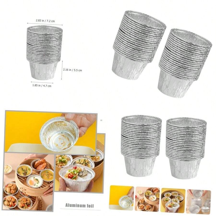 VICASKY 25 piezas Charolas de Aluminio para Hornear Tartaletas y Postres Bandejas Desechables para Repostería Cocina y Profesional - PAGO - Ver 1
