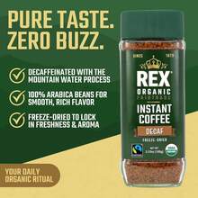 Rex Organic Fairtrade Decaf Freeze-Dried Instant Coffee \U2013 Naturally Decaffeinated Arabica, 3.53 Oz Gl Jar \U2013 Mountain Water Process - Gói 12 chiếc 353 ounce - Xem 5