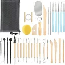 34 Count Clay Sculpting Tools, Pottery & Clay Modeling Tools, Ceramics Polymer Tools Set With Case For Air Fary Clay, Carving, Molding, Pottery Wheel, Crafting Supplies, Pros, Beginners, Adults