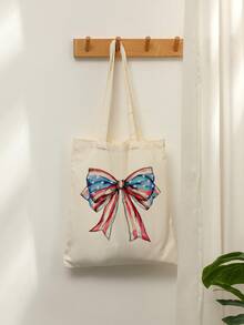 1 Pc 4th Of July Coquette American Girly Pattern Tote Bag Shoulder Bag For Travel Daily Commute Women's Shopping Bag, Best Gift For Her,  Folding Shoulder Bag Summer Beach Holiday Bag, Travel Gift For Man Woman