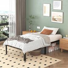 Lutown-Teen - Marco de cama de 14 pulgadas con patas redondeadas de esquina, marco de cama de plataforma de metal resistente con soporte de listones de acero, no necesita somier, sin ruido, fácil montaje - Individual - Ver 6