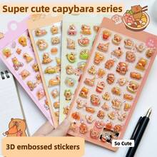 Pegatinas de capibara de dibujos animados en 3D, pegatinas transparentes en relieve y creativas para scrapbooking, pegatinas decorativas de cristal de diamante, regalo para niños en Navidad/Acción de Gracias/Cumpleaños
