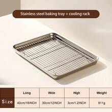 Stainless Steel Drip Tray, Rectangular Baking Tray, Roasting Tray, Frying Tray, Bread & Cake Plate Stainless Steel Square Drip Tray With Rack, Outdoor Picnic Camping Skewer Prep Tray Japanese-Style Stainless Steel Cooking Prep Plate, Food Storage Tray - Multicolor - View 9