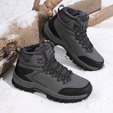 Chaussures de sport décontractées pour hommes, tige  avec doublure , chaussures d'hiver chaudes à tige haute, bottes de randonnée