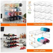 Lifewit Organizador de Botellas Apilable para Armario, Frigorfico, Despensa - Portabotellas de Plstico para Almacenar en Encimera, Armario, Oficina - Pack de 4, Cada Bandeja Admite 4 Recipientes - 16 botellas - Ver 1