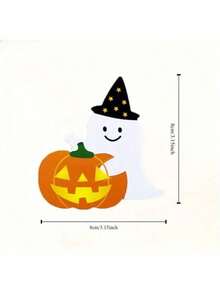 50pcs/Set Halloween Ghost Pattern Lollipop Decorative Paper Cards, DIY Decoration Cards