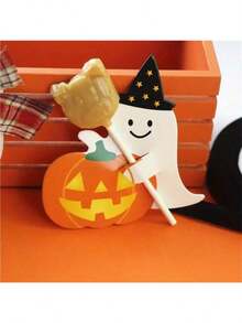 50pcs/Set Halloween Ghost Pattern Lollipop Decorative Paper Cards, DIY Decoration Cards