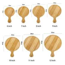 1pc 6/7/8/9/10 Inch Bamboo Wooden Pizza Board Round With Handle Pizza Baking Tray Pizza Stone Cutting Board Platter Kitchen Cake Bakeware Tools