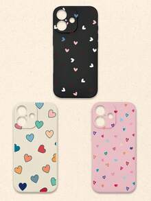 3个装心形图案软硅胶手机壳，多巴胺设计，兼容和Galaxy手机，11、13、14、15、16/16 Pro/16 Plus/16 Pro Max，国际版，非国内版 - 彩色 - 查看 41