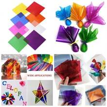 Cellophane Sheets, 120 Pcs. 5x7.5 Inches Cello Sheets, Colored Cellophane Wrap Arts Crafts Decoration