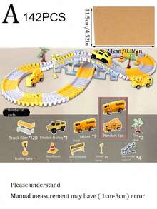 可变换电动火车玩具套装，铁路工程车玩具套装，不含电池 - 彩色 - 查看 14