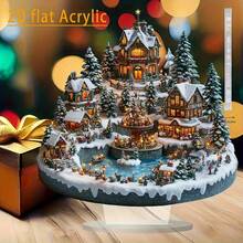 Acrylic Christmas Village Desktop Decor - Charming Holiday Ornament Suitable For Home, Cafe, Office Desk And Bedroom