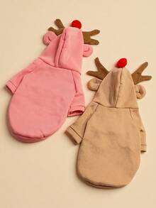 1 件宠物驯鹿变形狗/猫运动衫，羊毛连帽宠物服装，适合小型/中型犬，秋冬，圣诞节，圣诞装饰 - 彩色 - 查看 7