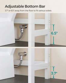 SONGMICS Maximize Bathroom Space: Versatile 3-Tier Over-The-Toilet Organizer With Adjustable Shelves And Bamboo Finish - 雲白色 - 查看 3