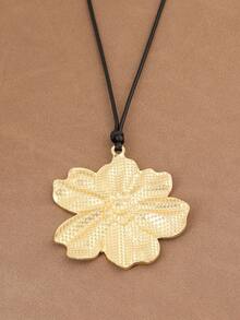 1 pezzo Collana alla moda con ciondolo floreale boho grande e minimalista, finitura opaca oro, corda di cera, adatta per uso quotidiano da donna, catena da 28" + 2" estensibile