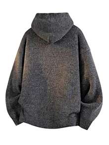 American Style, Retro, Lazy Style, Hooded, Cardigan Sweater, Men's, Autumn And Winter Styles, Loose, Casual, Knitted Sweater - 灰色 - 查看 2