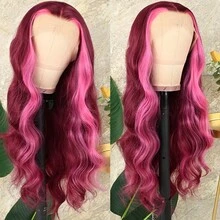13X4 Free Part Black Green Highlights Body Wave Lace Front Wigs Pre Plucked Soft Long Wavy Hair Wigs Heat Resistant Wave Wigs Glueless Christmas Wig Long Wavy Synthetic Lace Front Wigs For Women Perfect For Daily Wear & Parties - Highlight - 查看 4
