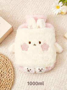 1 件男女通用卡通植绒热水袋，大容量，可重复填充，防爆，防漏，可拆卸，温暖暖手器，适合冬季户外露营、旅行、家庭、办公室、学校、宿舍、日常使用