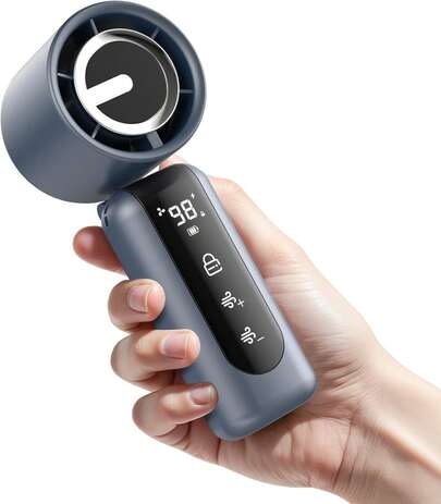 Portable Handheld Mini Fan, Speed(1-100) Adjustable Turbo Personal Fan With AI Digital Display, 4000mAh Rechargeable Battery, Ultra-Light Foldable Design For Travel, Camping, Office