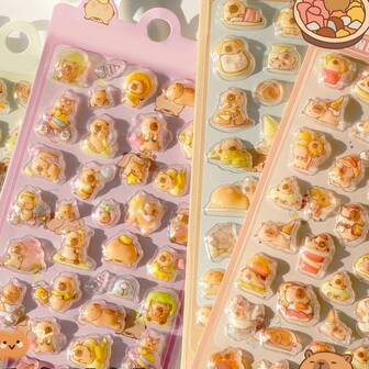 3D Cute Capybara Cartoon Stickers, Transparent Embossed Creative Stickers For Scrapbooking, Diamond Crystal Decorative Stickers, Gift For Kids On Christmas/Thanksgiving/Birthday