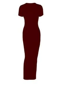 Letnia odzież damska, jednokolorowa seksowna sukienka z krótkim rękawem