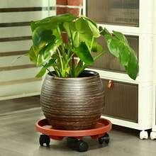 1pc Round Flower Pot Tray With Wheels - Stable, Easy-To-Move Wheel Plant Stand, Suitable For Indoor And Outdoor Use, Multi-Purpose Lawn Care Garden Tool