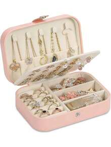 PU Jewelry Storage Box, Travel Jewelry Box, Portable Jewelry Storage Box, Large Capacity Jewelry Storage Box,Multifunctional Double Layer Jewelry Storage Box, Dressing Table Storage Box, Waterproof Large Capacity ,Simple Travel And Home Jewelry Box, Suitable For Necklaces, Earrings, Rings, Bracelets, Portable Travel Jewelry Storage Box, Valentine's Day Gift, Wedding Gift.