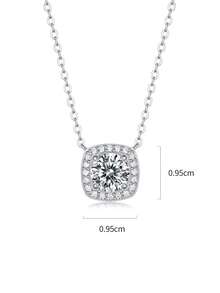 1pc 925 Silver 1 Carat 6.5mm Moissanite Square Pendant Necklace, Suitable For Women's Daily Wear, Banquet, Holiday, Valentine's Day, Mother's Day, Wedding Anniversary, Birthday Jewelry Gift