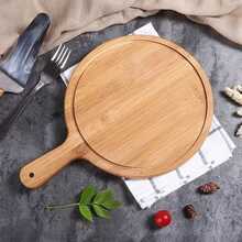 1pc 6/7/8/9/10 Inch Bamboo Wooden Pizza Board Round With Handle Pizza Baking Tray Pizza Stone Cutting Board Platter Kitchen Cake Bakeware Tools