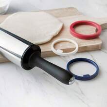 Temkpay Rodillo antiadherente de acero inoxidable de 11 pulgadas, 3 secciones, palitos de harina gruesos ajustables, rodillos para Pizza - Multicolor - Ver 5